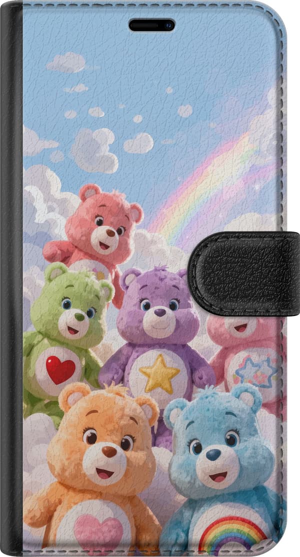 Kompatibel Tegnebogsetui til Samsung Galaxy S22 5G Søde farverige bamser med hjerter, stjerne og regnbue blandt bløde skyer blå