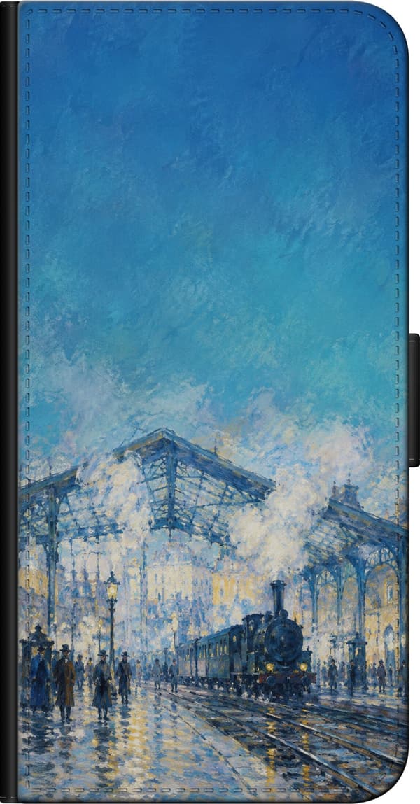 Kompatibelt Lommeboketui til Nokia 2.4 Monet – Blått stationsmotiv blå