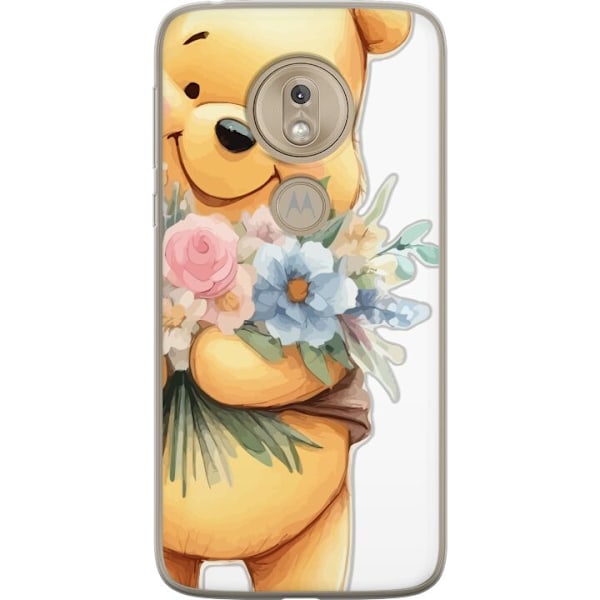 Motorola Moto G7 Play Genomskinligt Skal Nalle Puh med blommor