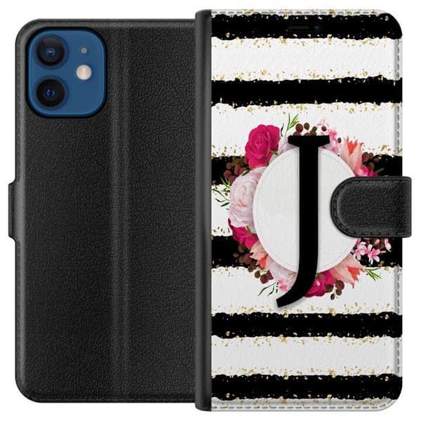 Kompatibel Tegnebogsetui til Apple iPhone 12 mini Bogstavet J
