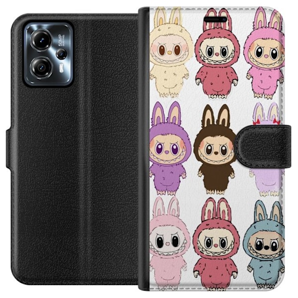 Motorola Moto G13 Plånboksfodral Labubu Pink Monster – Popkonst med Kawaii-touch