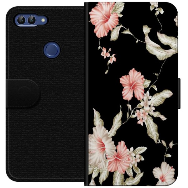 Huawei P smart Lommeboketui Floral Mønster Svart