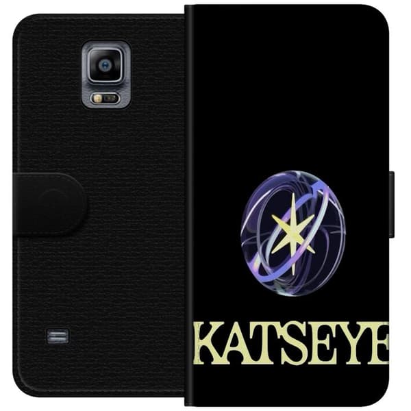 Kompatibel Tegnebogsetui til Samsung Galaxy Note 4 KATSEYE-logo med gul stjerne, lilla omløbsringe og lys typografi mod sort baggrund sort