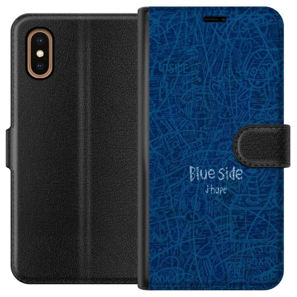 Kompatibelt Plånboksfodral till Apple iPhone XS Max Blue Side klotter blå