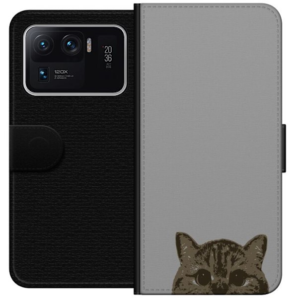 Xiaomi Mi 11 Ultra Lommeboketui Grå Kattblikk - stilren katte design med grå bakgrunn