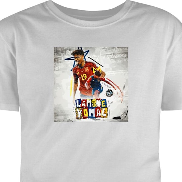 Barn-T-shirt | Bekväm T-shirt för Barn Lamine Yamal grå 12-13 År