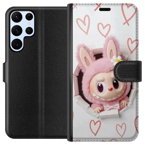 Samsung Galaxy S24 Ultra Tegnebogsetui Labubu Hjerte Baggrund Pop Mart Kærlighed Tema Karakter Design Populært Motiv Samlerfigur Kunst Legetøj Seri