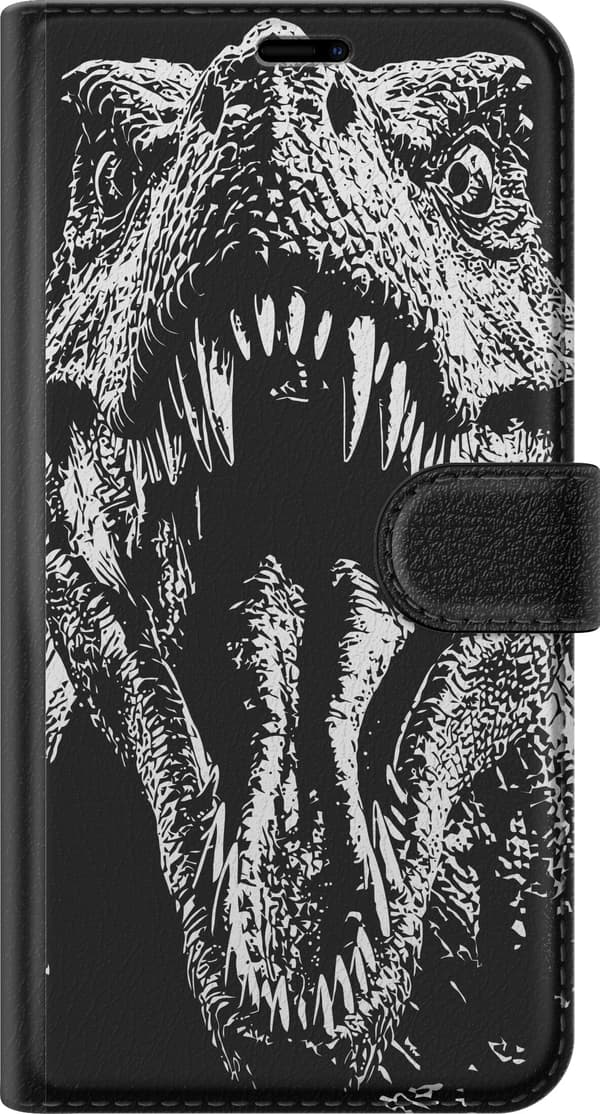 Kompatibel Tegnebogsetui til Google Pixel 9 Brølende dinosaur i sort-hvid - dinosaurmotiv i sort og hvid sort