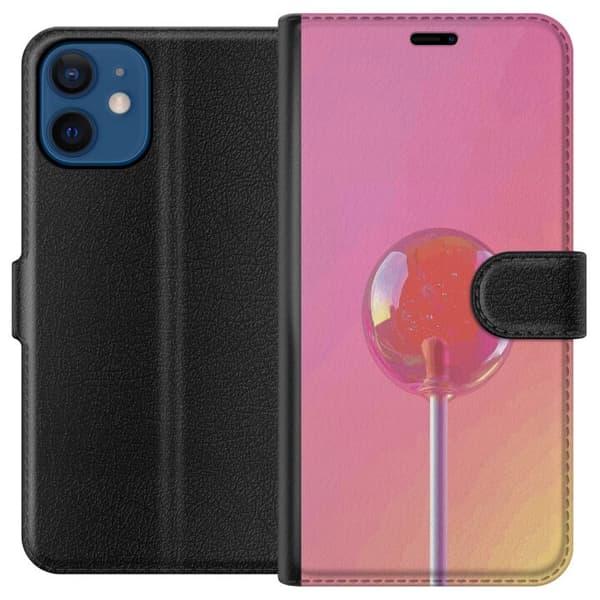Kompatibel Tegnebogsetui til Apple iPhone 12 mini Blank lyserød pinde mod blød pastelbaggrund pink
