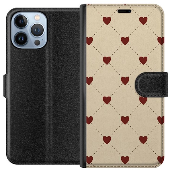 Apple iPhone 13 Pro Max Plånboksfodral Heart Grid