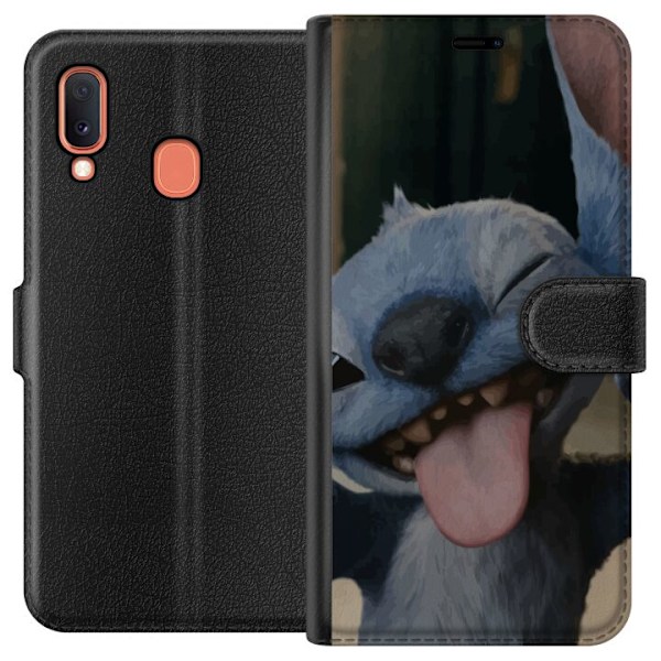 Samsung Galaxy A20e Tegnebogsetui Stitch Sød Alien - Blå Favorit fra Ydre Rummet