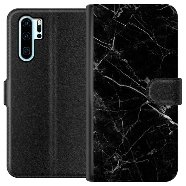 Kompatibelt Lommeboketui til Huawei P30 Pro Svart Marmor