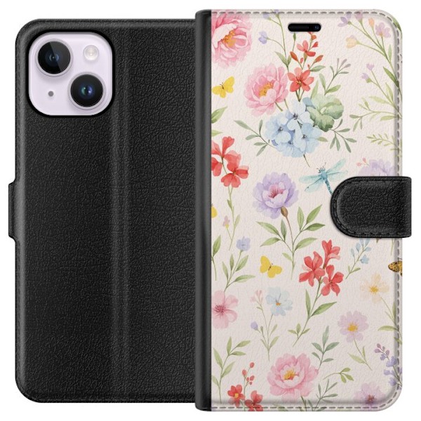 Apple iPhone 15 Plus Plånboksfodral Blommor
