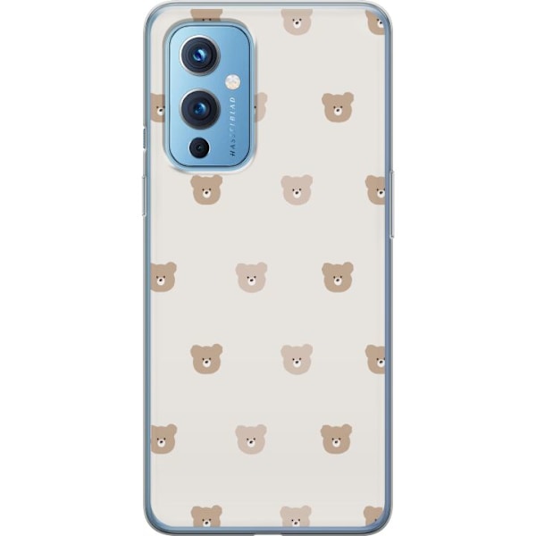 OnePlus 9 Läpinäkyvä kuori Teddy-tausta - söpöt teddykarhut pehmeällä taustalla