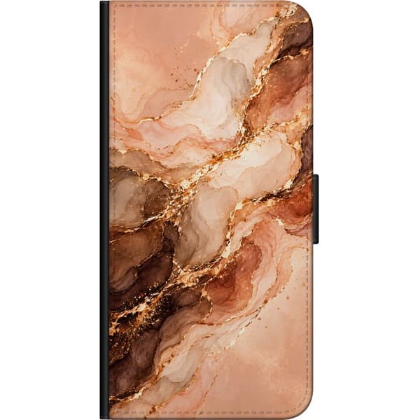Kompatibel Tegnebogsetui til Nokia 2.4 Kobbermarmor orange