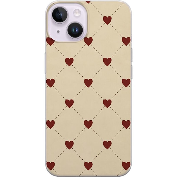 Apple iPhone 14 Genomskinligt Skal Heart Grid