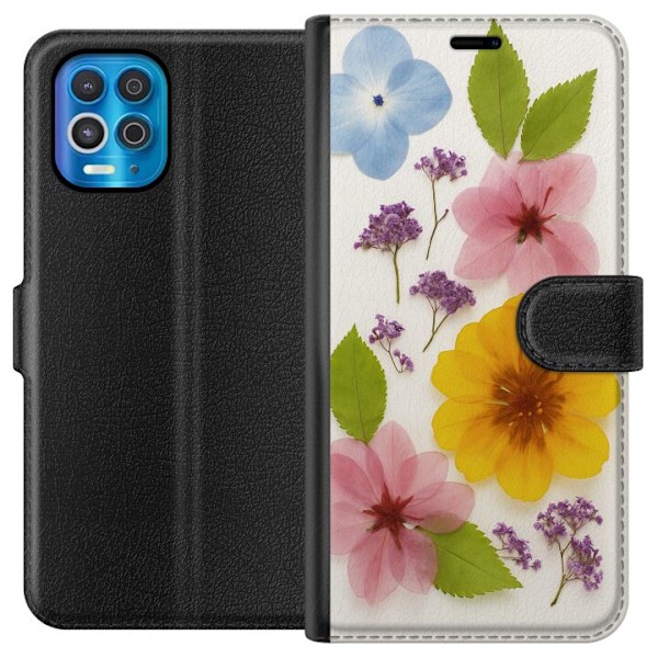 Motorola Edge S Lommeboketui Pressede blomster
