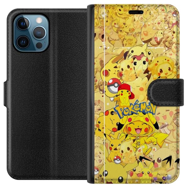 Kompatibel Tegnebogsetui til Apple iPhone 12 Pro Max Sød Pikachu-collage med Pokémon-tema i bløde gule nuancer gul