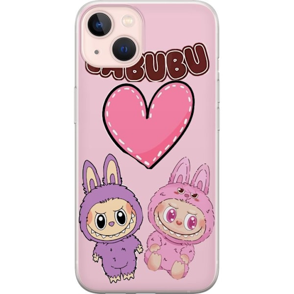 Apple iPhone 13 Läpinäkyvä kuori Labubu Pink Monster