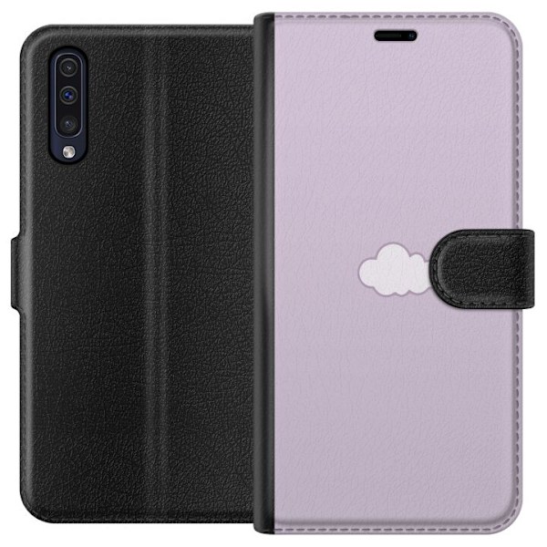 Samsung Galaxy A50 Tegnebogsetui Lilla Sky - minimalistisk sky på lilla baggrund