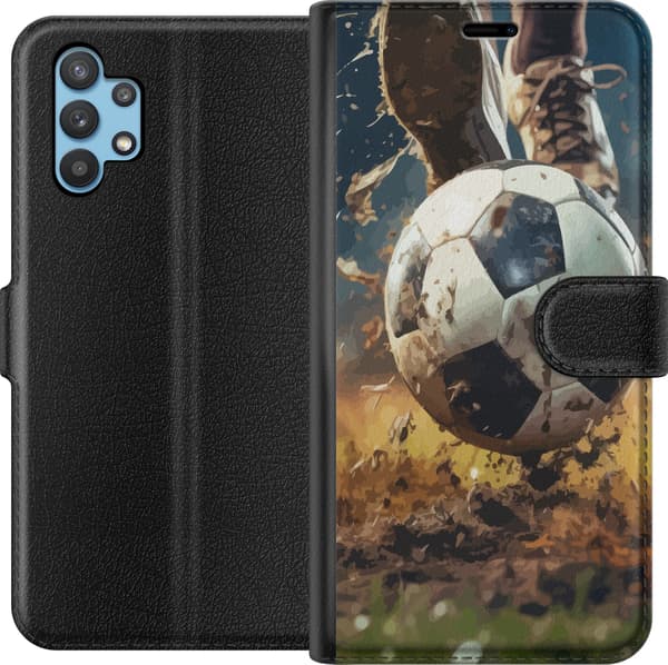 Kompatibel Tegnebogsetui til Samsung Galaxy A32 5G Fodbold