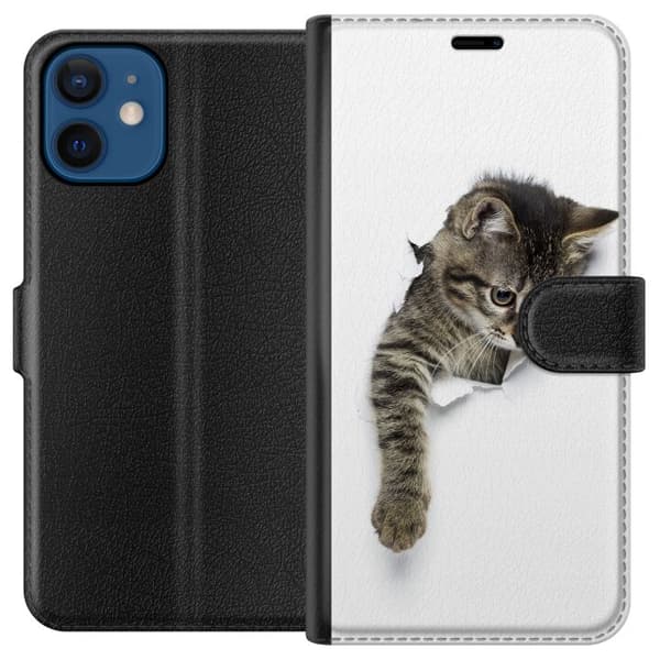 Kompatibelt Plånboksfodral till Apple iPhone 12 mini Curious Kitten