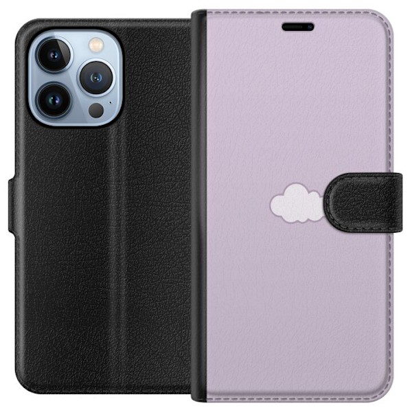 Apple iPhone 13 Pro Lompakkokotelo Lila Pilvi - minimalistinen pilvi lila taustalla