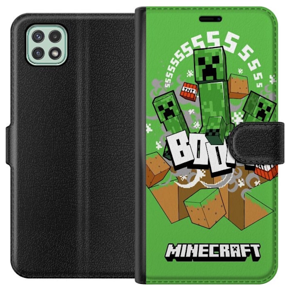 Samsung Galaxy A22 5G Lompakkokotelo Minecraft Boom