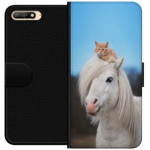 Huawei Y6 (2018) Tegnebogsetui Hest & Kat