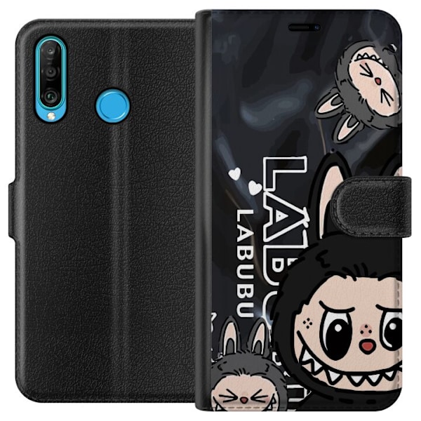 Huawei P30 lite Tegnebogsetui <nl>Labubu Black Energy - Sort m
