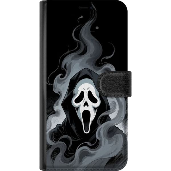 Kompatibelt Plånboksfodral till Apple iPhone 8 Plus Skräckmask i grå rök svart