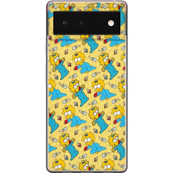 Kompatibelt Mobilskal till Google Pixel 6 Mönster med Maggie Simpson, nappar och nappflaskor gul