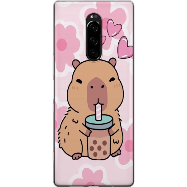 Sony Xperia 1 Genomskinligt Skal Kawaii Capybara Hjärtan Anim