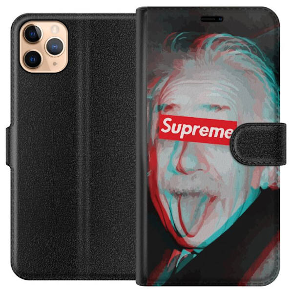 Apple iPhone 11 Pro Max Plånboksfodral Supreme Albert Einstein 3D Motiv Streetwear Design Populär Vetenskap Ikoniskt Grafiskt Urban Art