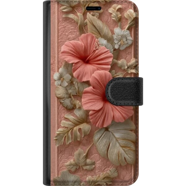 Kompatibel Tegnebogsetui til OnePlus 8T Detaljerede blomster i reliefstil med bløde lyserøde og beige farver, elegant design