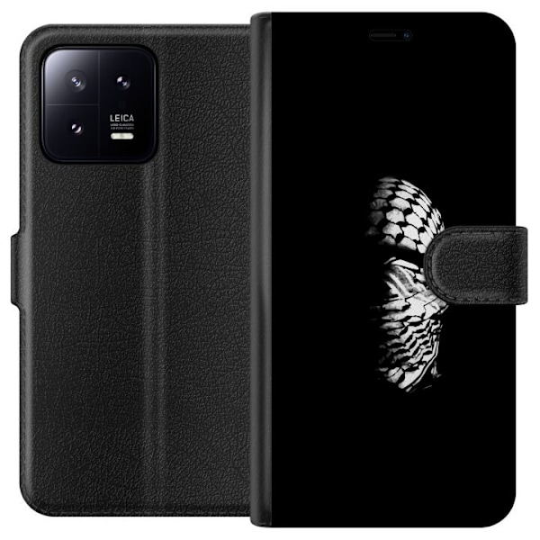 Xiaomi 13 Tegnebogsetui Keffiyeh-mønster - klassisk sort-hvid