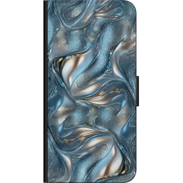 Kompatibel Tegnebogsetui til Samsung Galaxy Note9 Abstrakt flydende krom i sølv og blå metallisk effekt sølv