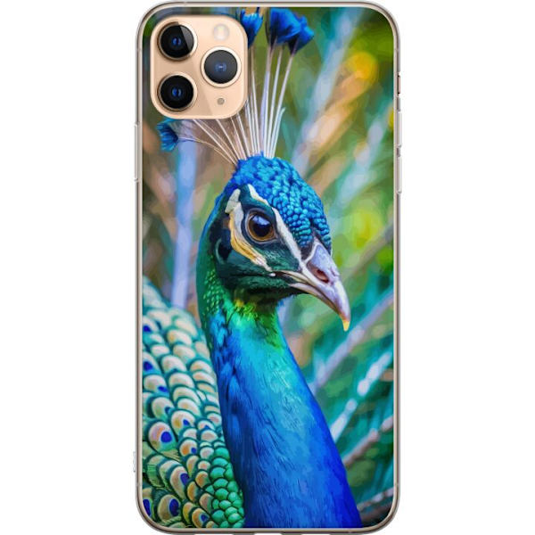 Apple iPhone 11 Pro Max Läpinäkyvä kuori Pavun Sulat Värikäs Design Lintuaihe Eksoottinen Graafinen Suunnittelu Luonto Ylellinen Koristelu