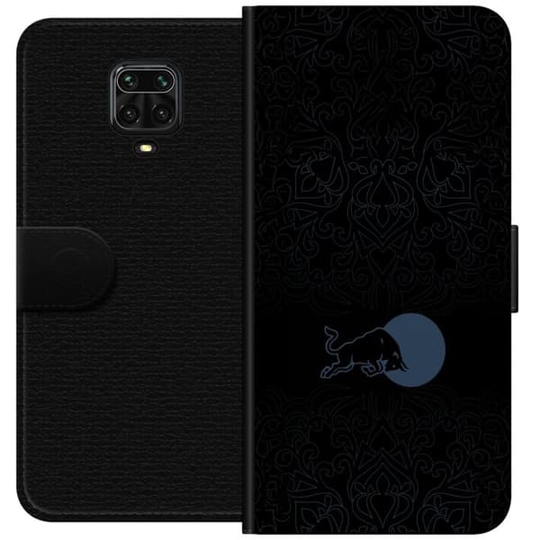 Kompatibel Tegnebogsetui til Xiaomi Redmi Note 9 Pro Mørk minimalistisk tyr foran fuldmåne sort