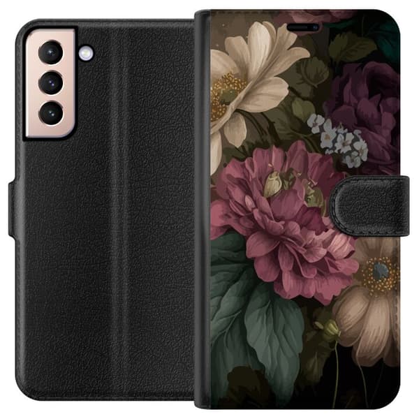 Kompatibelt Plånboksfodral till Samsung Galaxy S21 Blommor