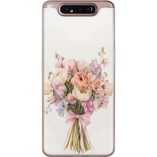 Samsung Galaxy A80 Genomskinligt Skal Mobilskal med färgglad blombukett i romantisk stil
