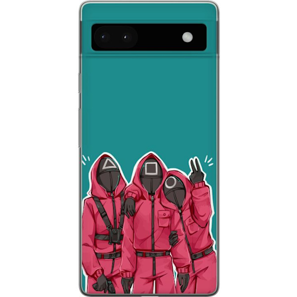 Google Pixel 6a Läpinäkyvä kuori Squid Game Hahmot Graafinen Suunnittelu Sarjakuvasarjan Hahmot Suosittu TV-Teema Aasialainen Tyyli Jännittävä T