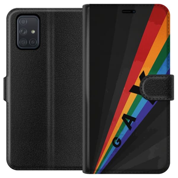 Kompatibelt Plånboksfodral till Samsung Galaxy A71 Gay regnbåge svart