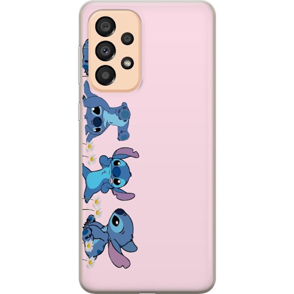Samsung Galaxy A33 5G Genomskinligt Skal Stitch Skratt & Bus – Perfekt för Mobilskal eller Poster