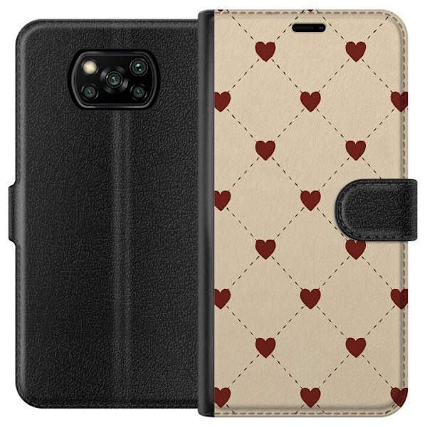 Xiaomi Poco X3 NFC Lompakkokotelo Sydänverkko