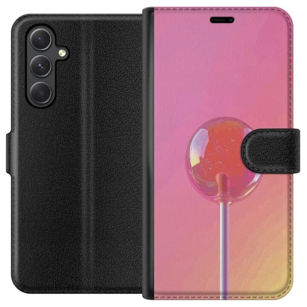 Kompatibel Tegnebogsetui til Samsung Galaxy A25 Blank lyserød pinde mod blød pastelbaggrund pink