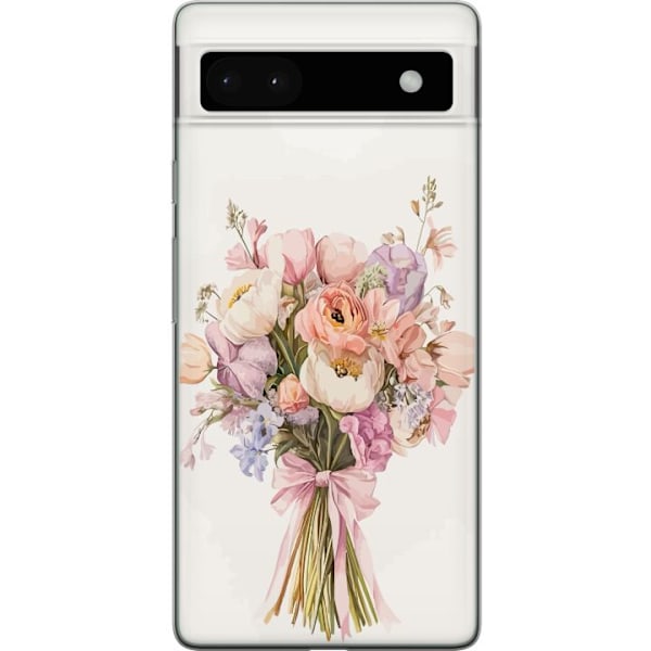Google Pixel 6a Genomskinligt Skal Mobilskal med färgglad blombukett i romantisk stil