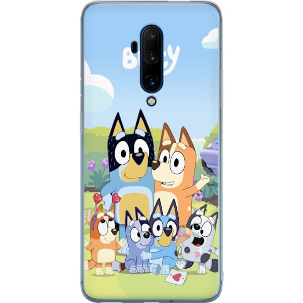 OnePlus 7T Pro Genomskinligt Skal Bluey mobilskal med hela familjen i färgglad design