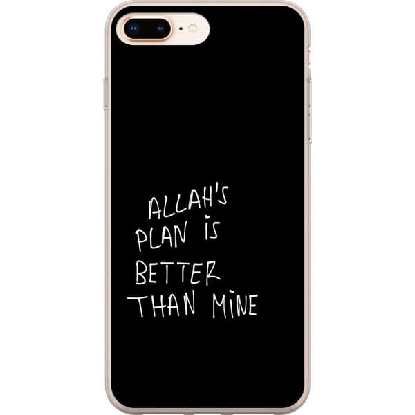 Kompatibel Mobilcover til Apple iPhone 7 Plus Allahs plan er bedre end min, sort-hvidt tekstdesign med et islamisk citat og minimalistisk udtryk sort