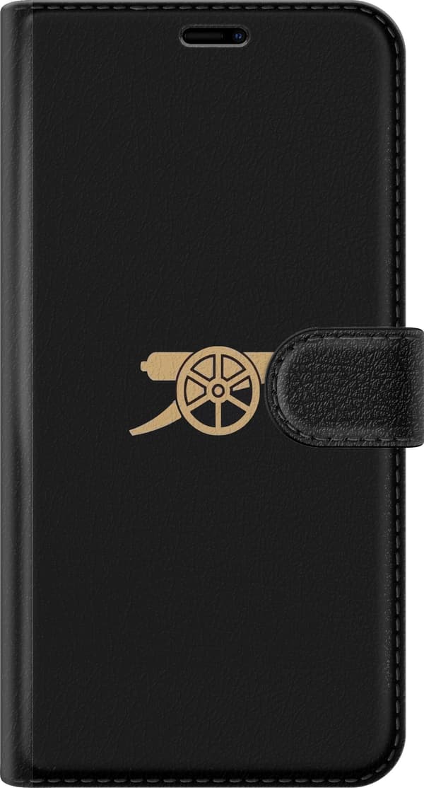 Kompatibel Tegnebogsetui til OnePlus 8 Pro Minimalistisk motiv med guldfarvet kanon mod sort baggrund sort